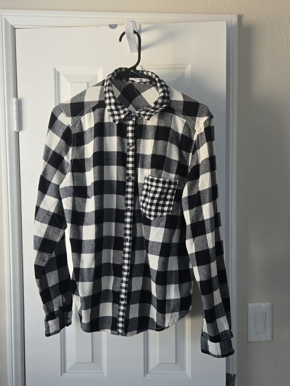 Maurices Black and White Buffalo Plaid Button-Down Shirt